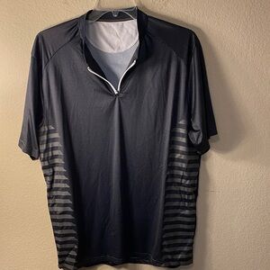 Men's Black Short-Sleeve Performance Polo with Half-Zip